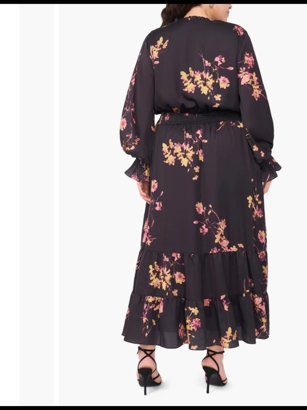 Vince Camuto Black Maxi Dress with Pink & Yellow Floral Print